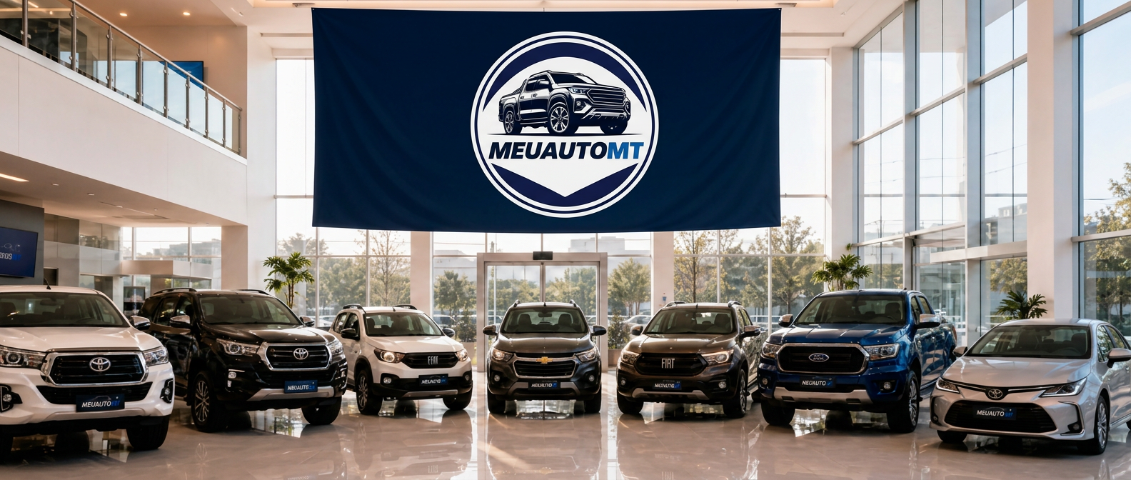 Showroom MeuAutoMT com veículos em exposição
